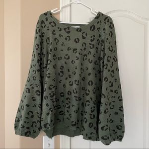 Green Cheetah Print Sweater